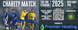 4 Teenage football players help Premier Heating promote 18 MAY 2025 Charity Football match fundraiser for PAG