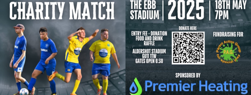 4 Teenage football players help Premier Heating promote 18 MAY 2025 Charity Football match fundraiser for PAG