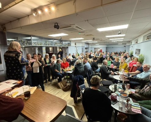 Quiz-host's view of packed out room of quiz teams