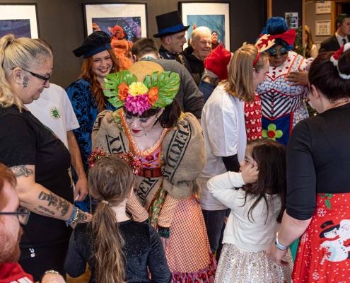 Children enjoy meeting the panto cast A group of children enjoy meeting the panto cast
